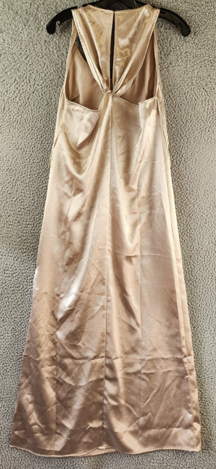 REISS Lottie Metallic Maxi Dress Women's 6 Silver Scoop Neck Back Button Closure - Picture 13 of 15