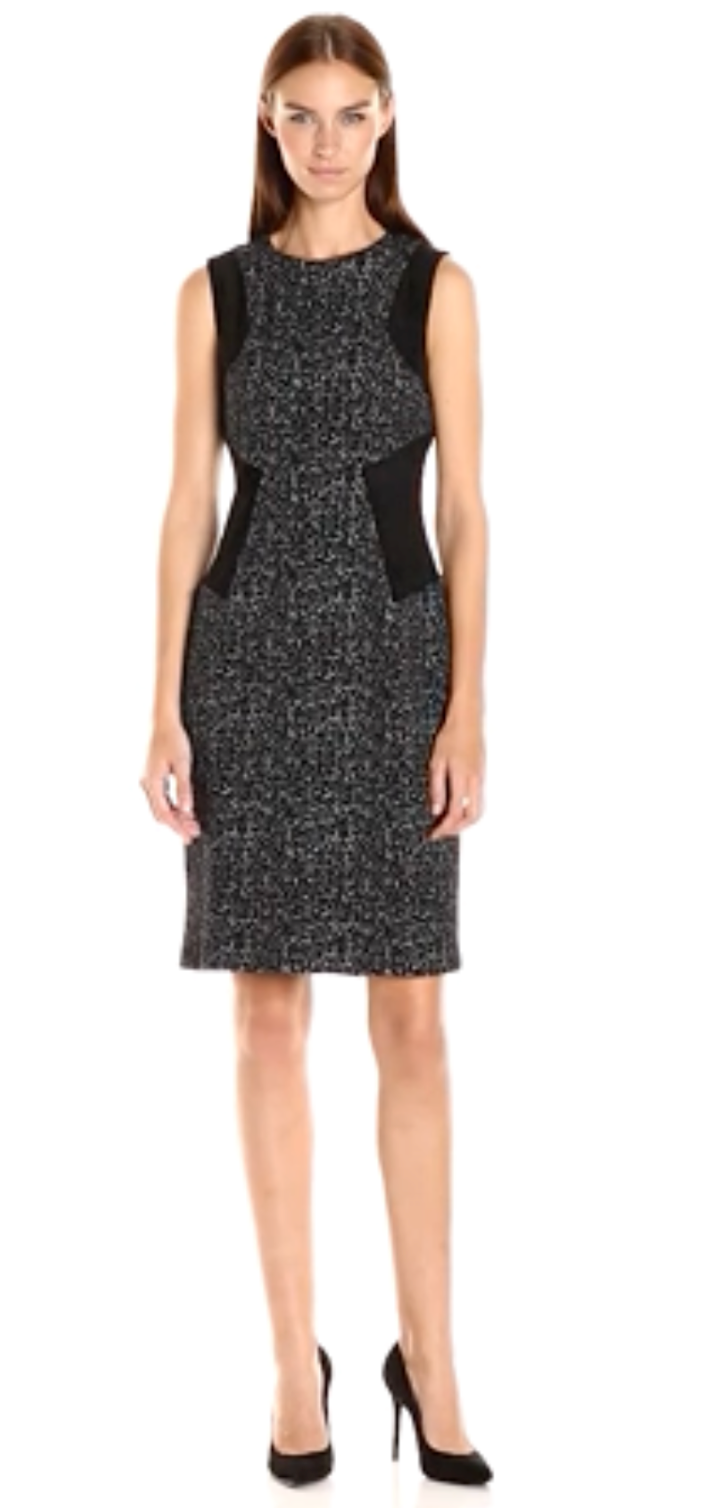 

Calvin Klein NWT Красивое черно-белое фактурное платье-футляр с цветными блоками, размер, Multicolor