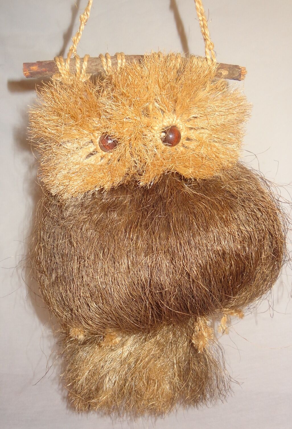 Vintage Owl Macram Coconut Fibers Wall Hanging Brown Handmade...