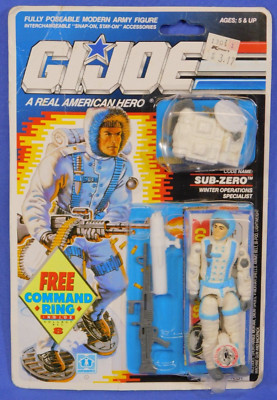 GI JOE SUB-ZERO FIGURE W/COMMAND RING 1990 SEALED ON ROUGH CARD MOC