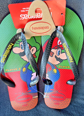 Havaianas Super Mario Bros Flip Flops 9/10W or 8M Sandals NWT Player 1/2