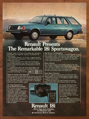1984 Renault 18i Sportswagon Vintage Print Ad/Poster 80s Car Man Cave Bar Art