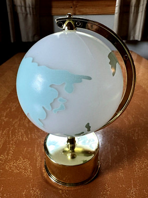 Decorative 7'' Tall Spinning Earth Globe with Gold Color Base (E20)