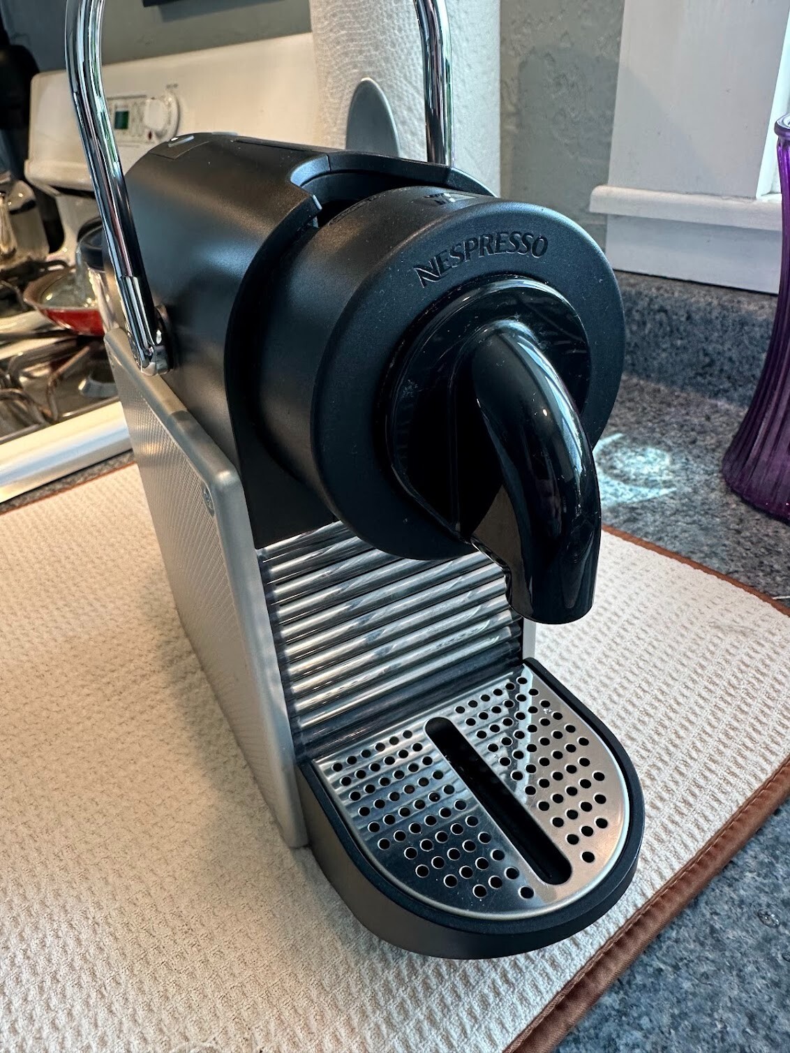 Nespresso D60 Pixie Brushed Aluminum Coffee Espresso Machine