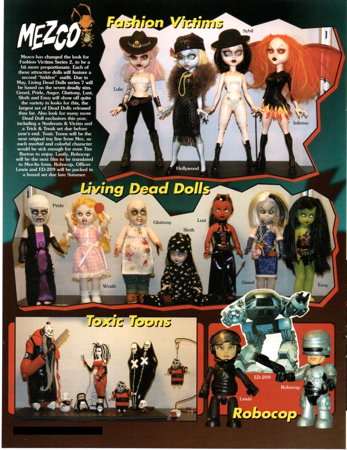 2004 Action Figures Toy PRINT AD ART - MEZCO LIVING DEAD