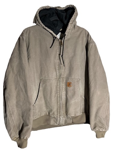 Carhartt J130 SDL フード付きジャケット ベージュ Carhartt Canvas Quilted Lined Hooded Jacket Size Large Reg