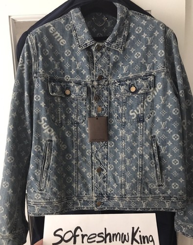 Louis Vuitton X Supreme Monogram Denim Trucker Jacket Sz 58 Louis Vuitton X Supreme Monogram Denim Trucker Jacket Sz 58