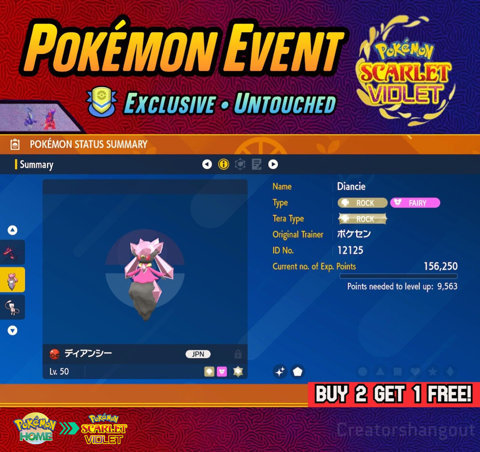 Shiny Diancie Event ⭐ Japanese Pokemon Center✨ Pokemon Scarlet and Violet | B2G1