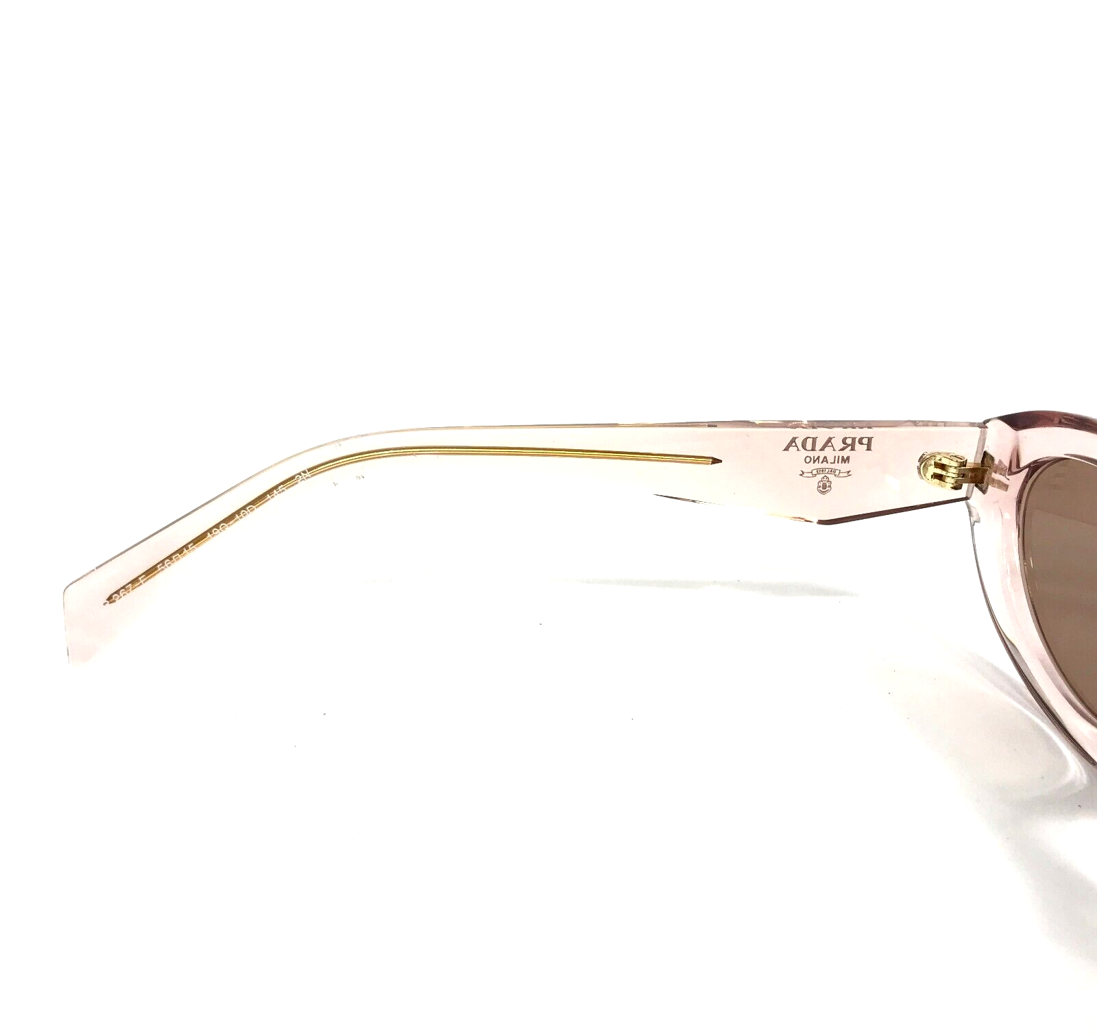 Pre-owned Prada Sunglasses Spr26z-f 19q-10d Transparent Pink Cat Eye Frames W Brown Lenses