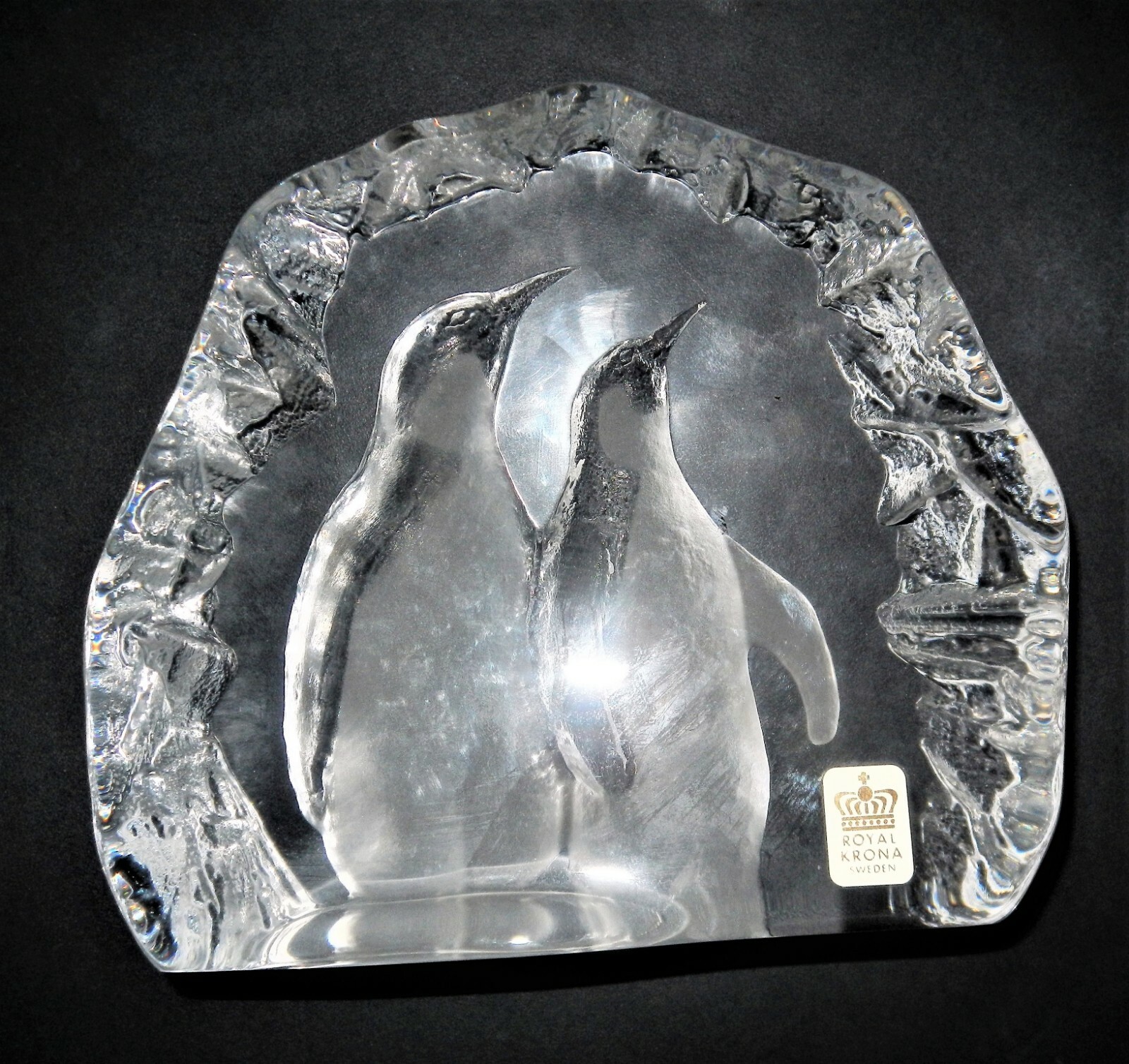 mats jonasson　クリスタルARTS　蘭 27000円 RARE SIGNED MATS JONASSON ROYAL KRONA CRYSTAL DOUBLE