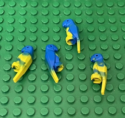 Lego 4 Pieces Yellow Parrot Bird with Large Beak with Marbled Blue Pattern
