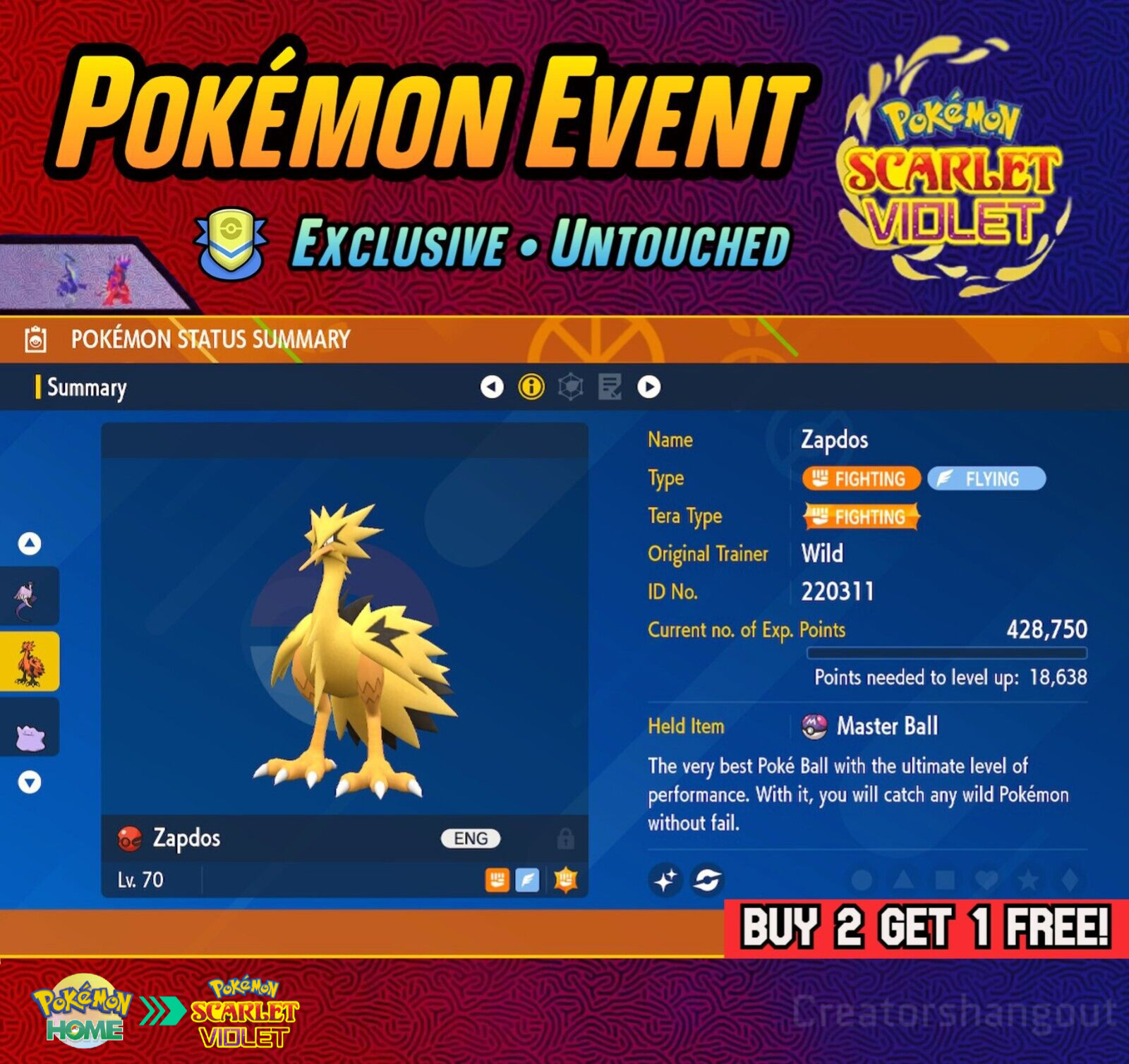 ✨ Shiny Galarian Zapdos Event • 2022 Championship ⭐ Pokemon Scarlet and Violet