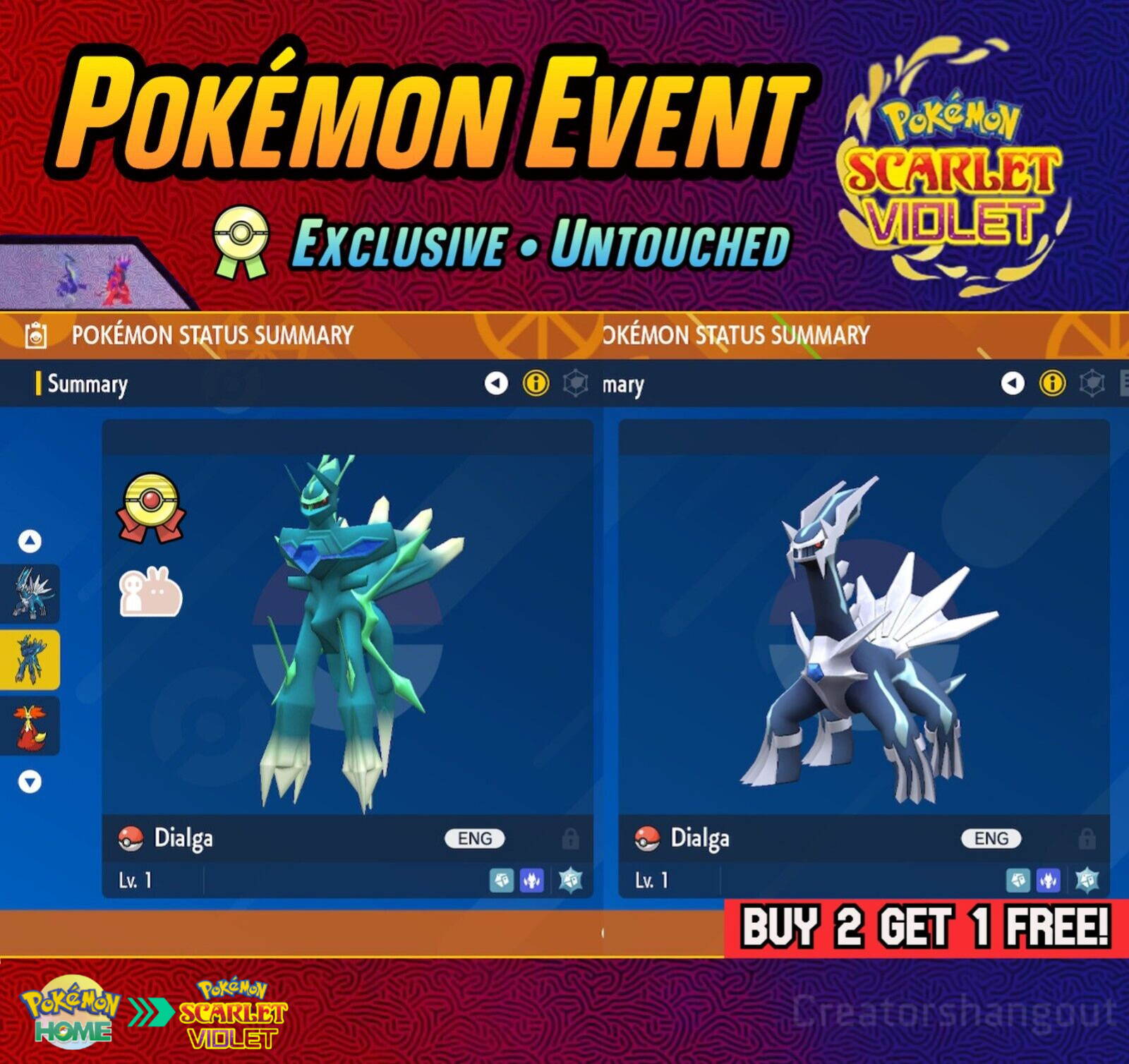 Dialga Shiny 6IV Event ✨ Sinjoh Ruins Event • Level 1 ⭐ Pokemon Scarlet &Violet