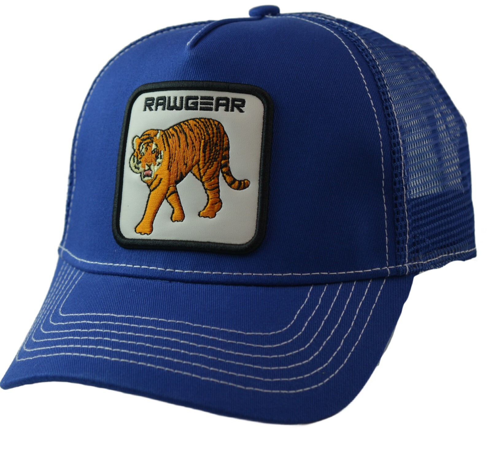 帽子 savoyclothingshop Logo Cap RAWGEAR Gym Gear Tiger Logo Blue Contrast Stitch Trucker Cap