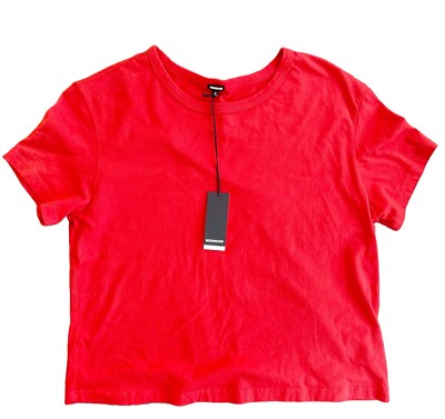 Monrow NWT Short Sleeve Crop Top  T Shirt Size M Medium Red Tshirt New