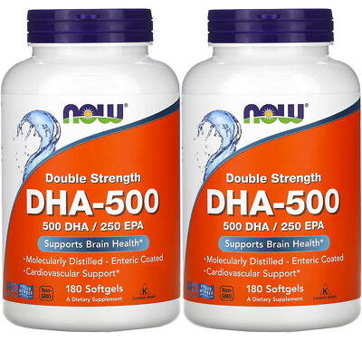 Now Foods DHA-500, 180 мягких капсул — 2 упаковки