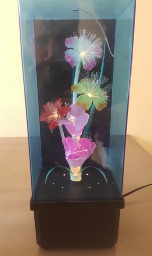 Vintage Fiber Optic Flower Color Changing Light Lamp Musical Taiwan 14 Inches
