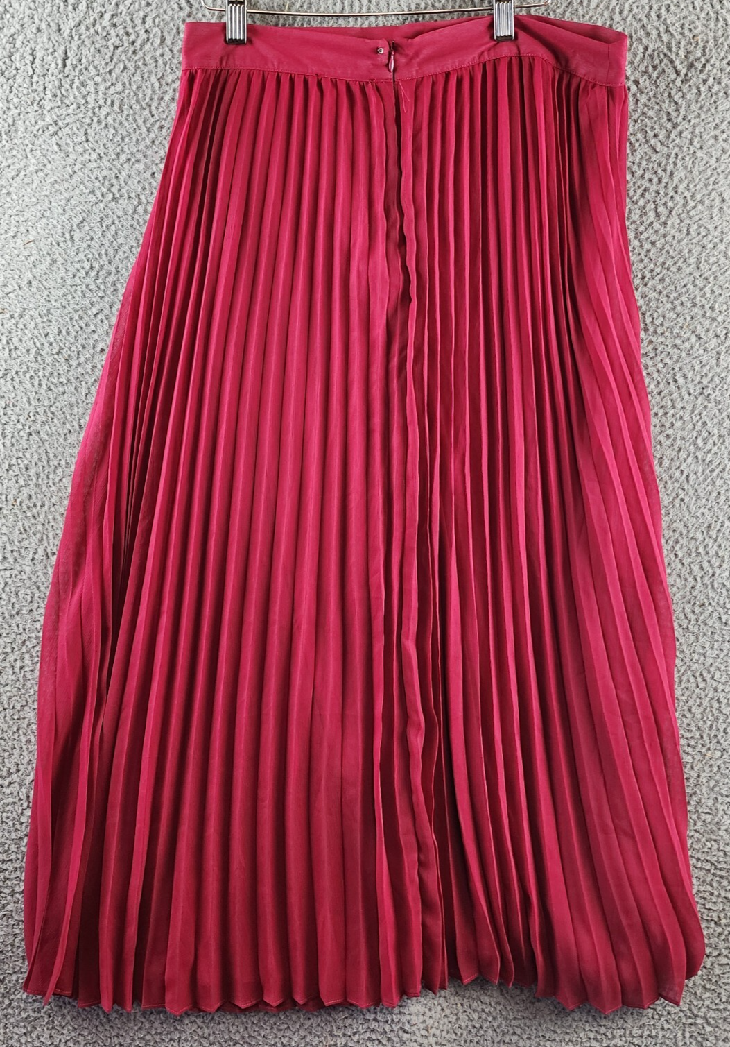 Adrienne Landau Onyx Pleated A Line Skirt Women's L Maroon Zipper Back Closure - Picture 13 of 15