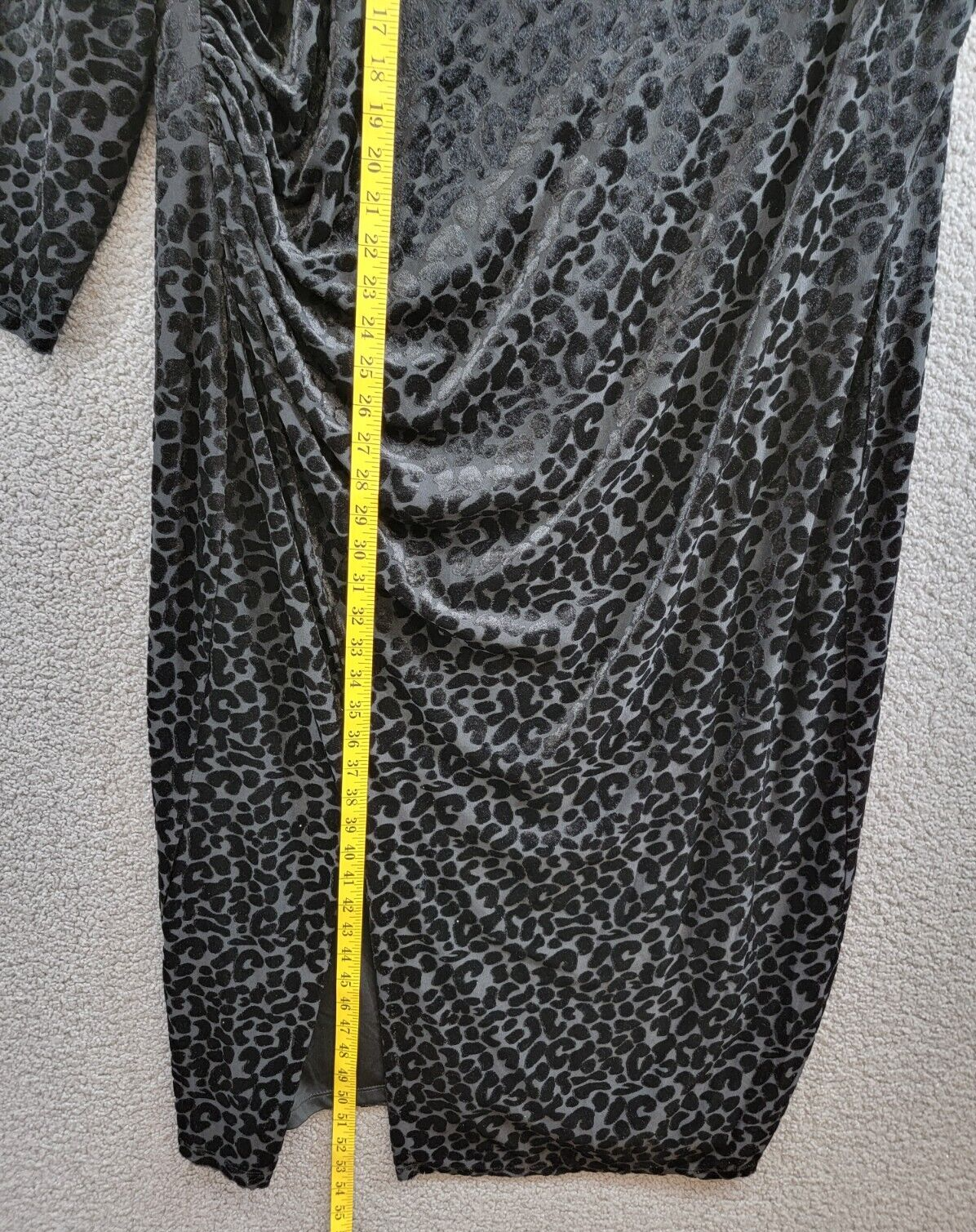 Anne Klein Plus Size Asymmetrical-Neck Ruched Velvet Midi Dress 3X Anne Black~ - Picture 8 of 17