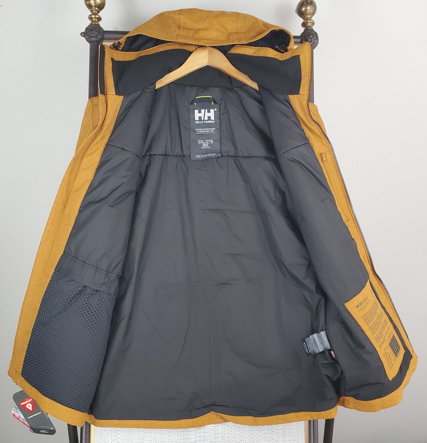 Pre-owned Helly Hansen $350  Size 2xl Mens Primaloft Insulated Waterproof Jacket Hooded In Beige