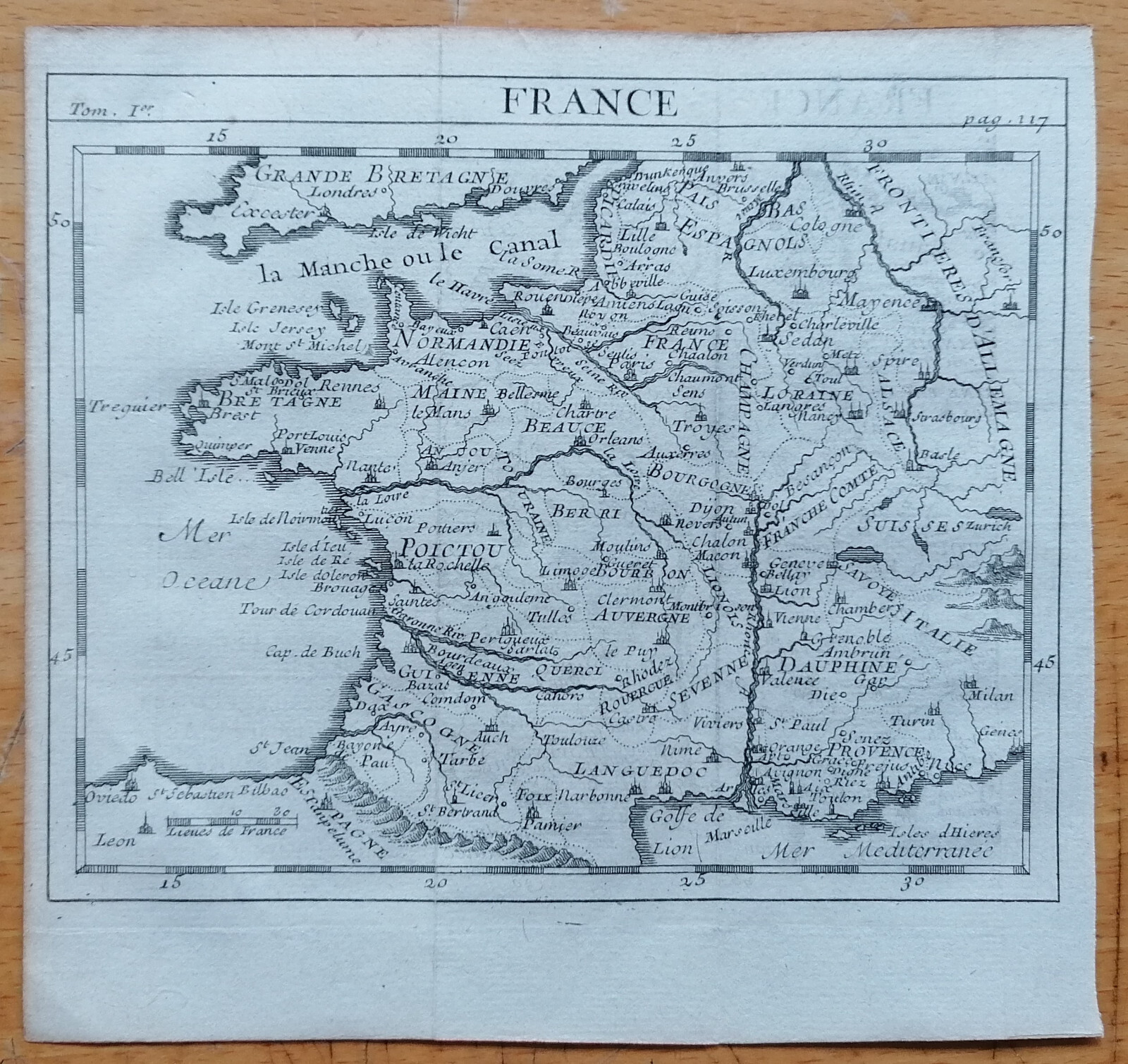 フランスアンティーク　MAP Antique Map of France, 18th Century, Fine Art Reproduction