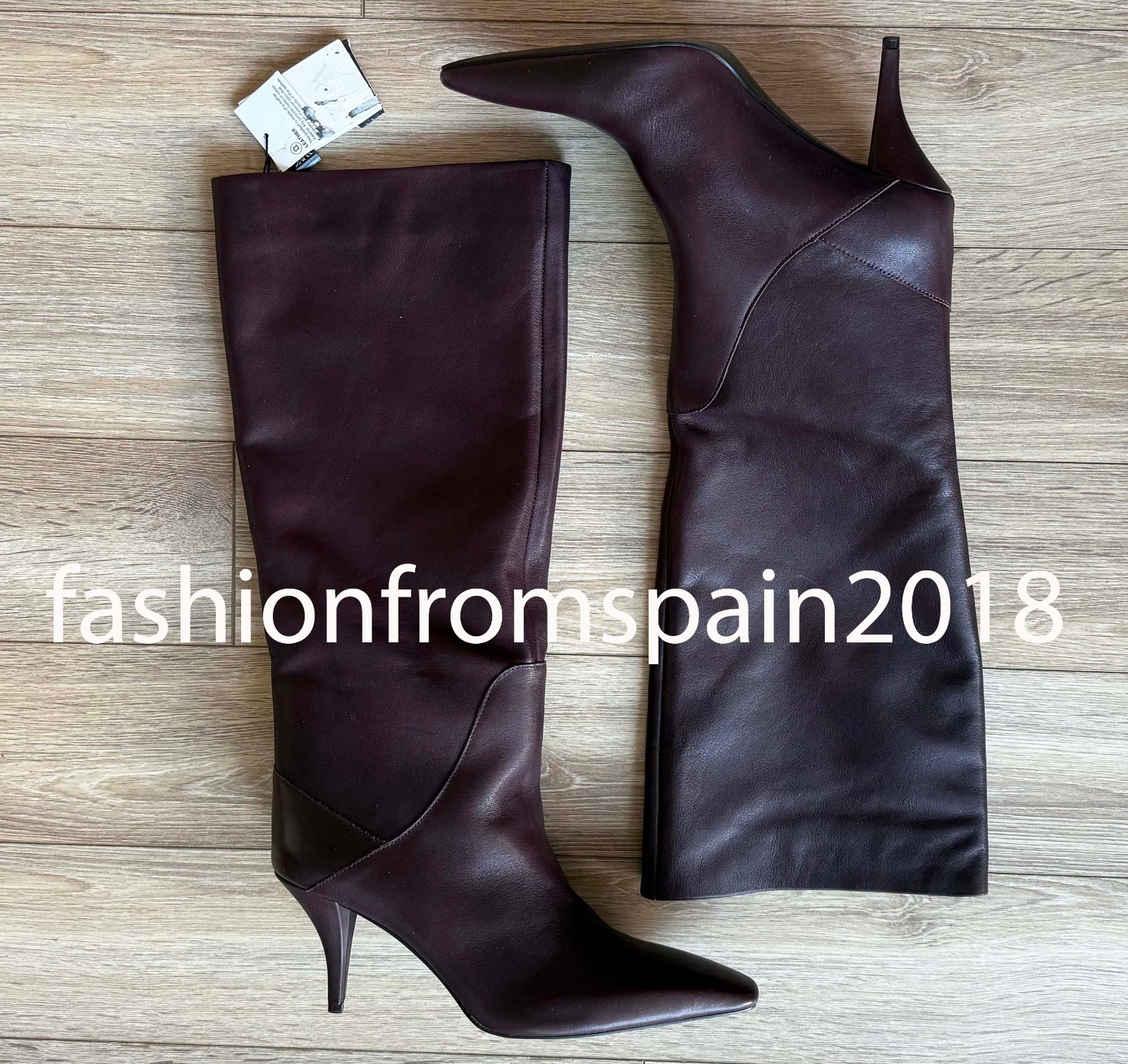 I_I様 ZARA NEW WOMAN LEATHER HEEL BOOTS BURGUNDY RED 35-42 2008