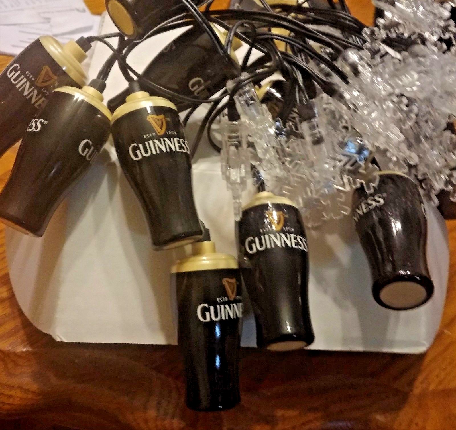 NIB NEW Guinness Holiday String Lights 15' Glowing Black Beer Glass & Snowflakes