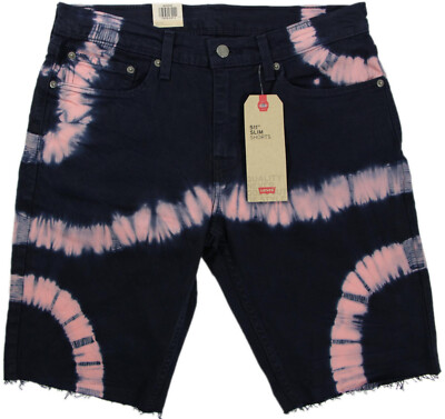 LEVI'S 511 Slim Stretch Shorts- NEW- Indigo tie-Dye cut-off Denim jeans