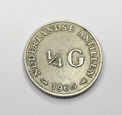 Rare Monnaie Argent, 1/4 Gulden 1965 - Juliana - CURACAO (500.000ex)