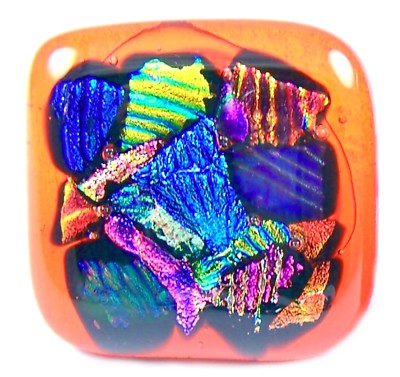 DICHROIC Glass Cabinet Knobs Drawer Pulls Orange Mosaic Shards Kitchen Bathroom