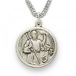 St. Genesius sterling silver with 20" stainless steel chain