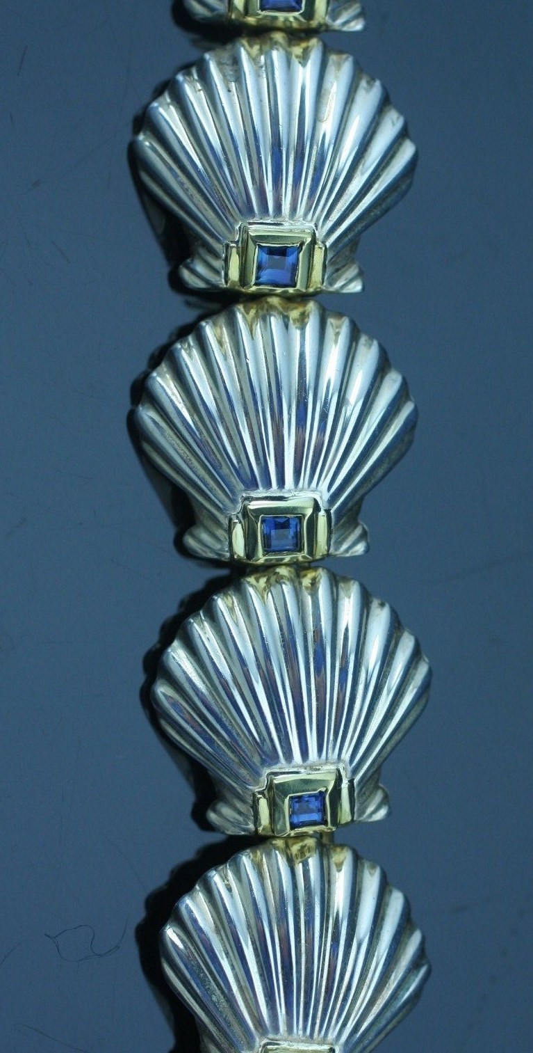 Tiffany & Co. Blue Sapphire Gold Silver Bracelet 7in.