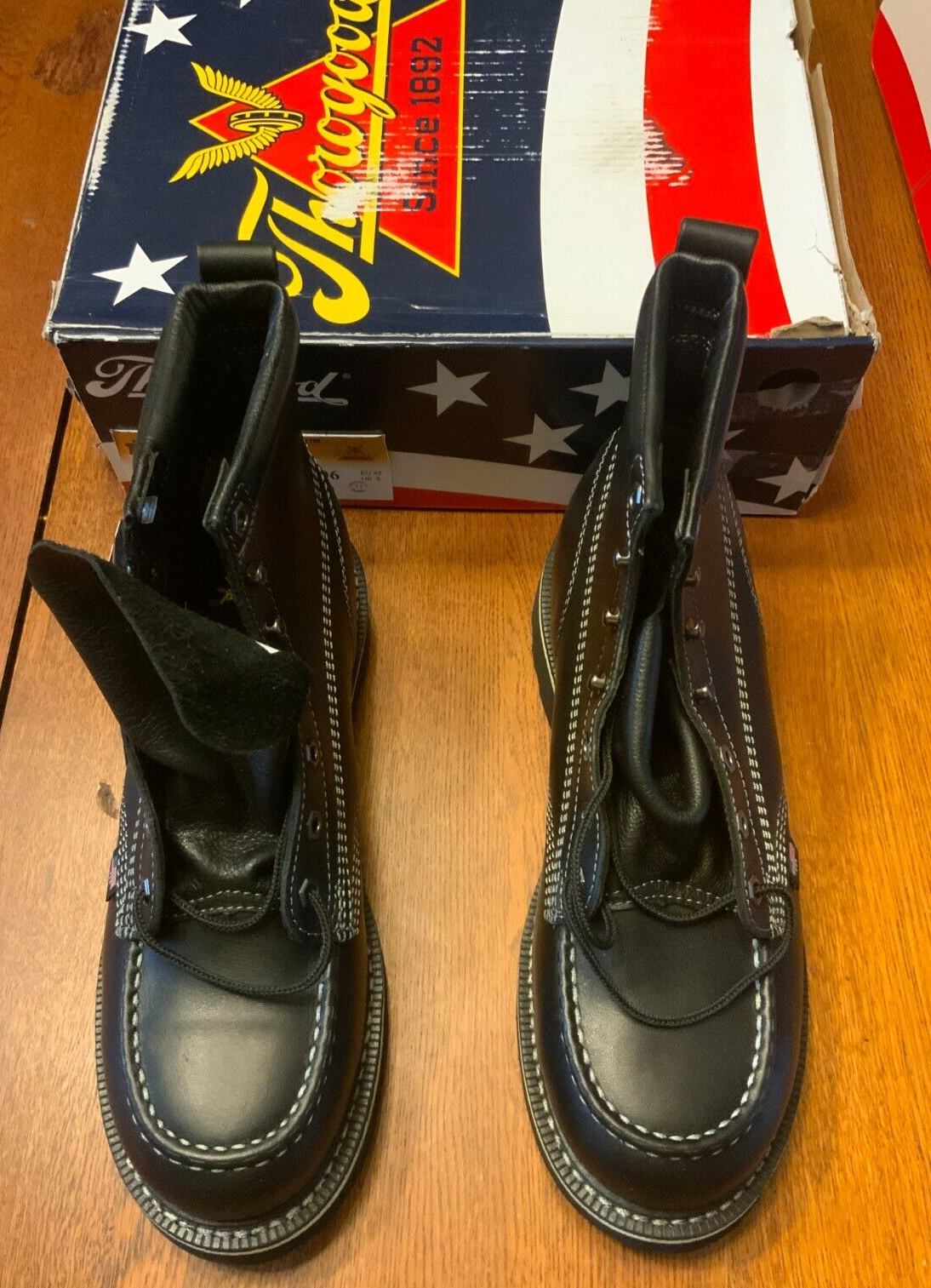 Pre-owned Thorogood Men's Midnight Series 6″ Black Toe Boo, Style 814-6206, Size 9 D