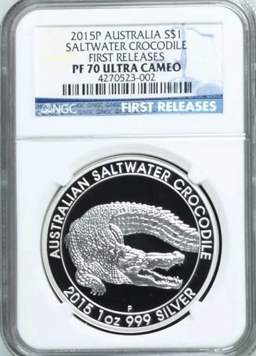 2015年オーストラリアクロコダイル1onシルバー Silver Ounce 2015 Australian Saltwater Crocodile, Coin from