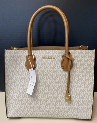 MICHAEL KORS Studio Mercer Convertible Tote VANILLA Logo NEW 298