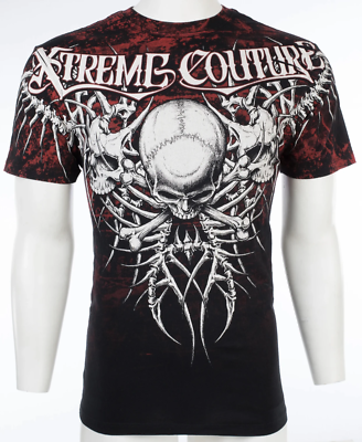 Xtreme Couture Affliction Men's T-Shirt BARE BONE Skull Black Tattoo Biker S-2XL