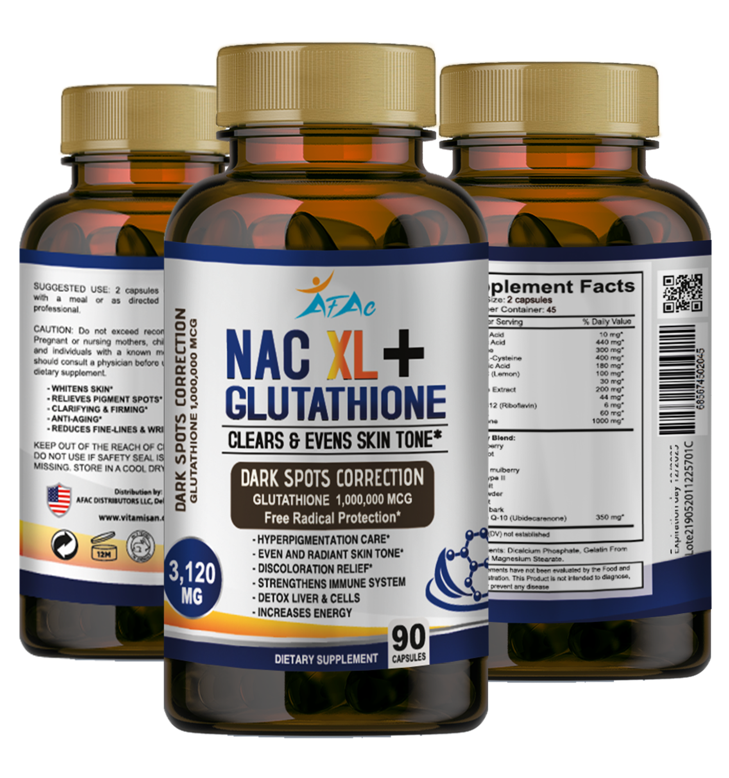 NAC N-Acetyl-Cysteine (NAC) 3120 mg 90 caps Immune System
