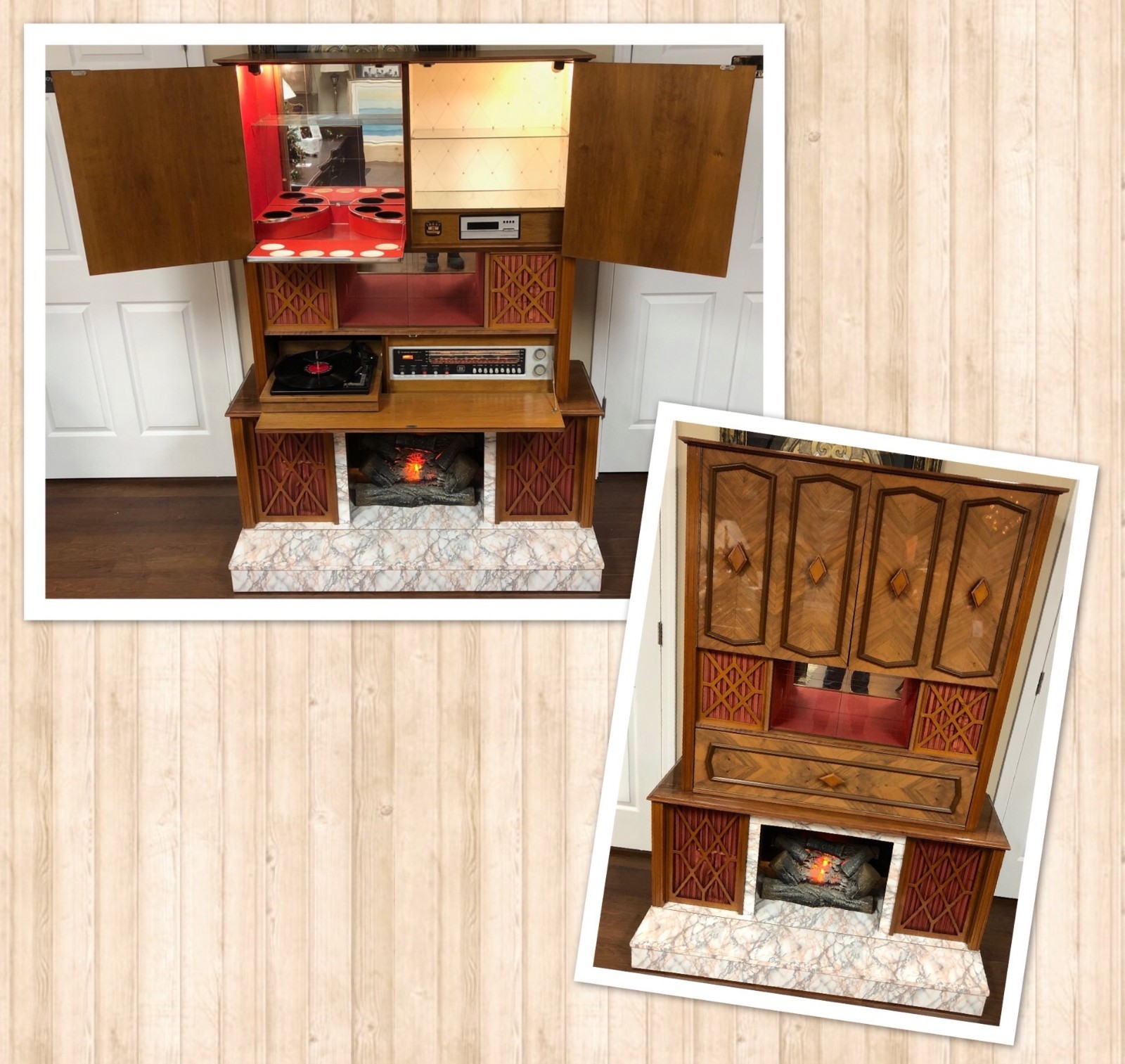 Mcm Koronette Record Player Stereo 8 Track Fireplace