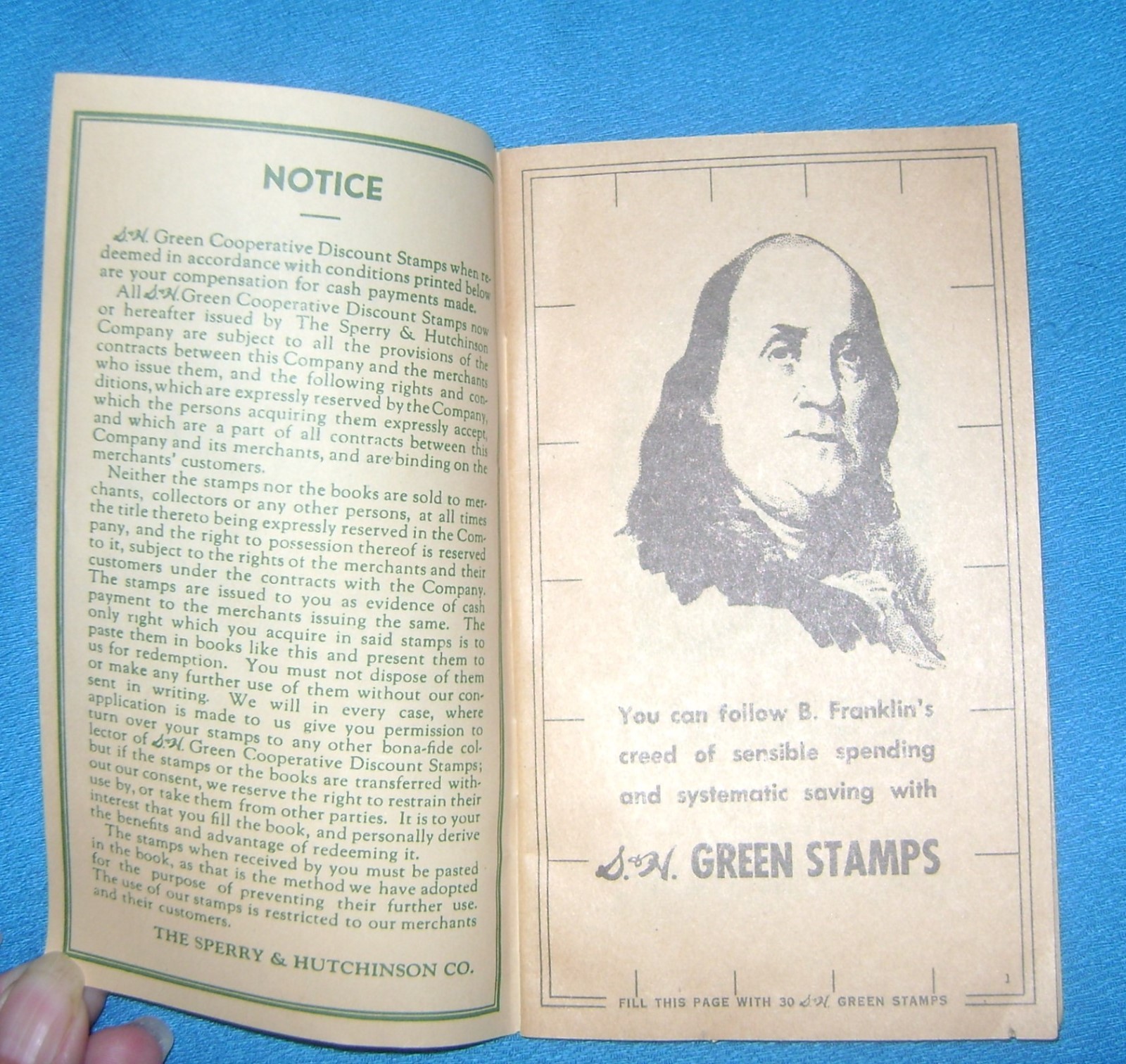 VINTAGE S & H GREEN STAMPS BOOK THE SPERRY AND HUTCHINSON CO. ~ EMPTY S&H