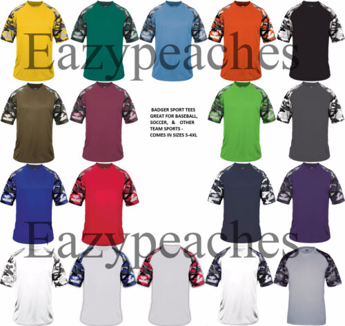 Badger Adult Camo Colorblock Short-Sleeve Sport T-Shirt, S-XL, 2X, 3X, 4XL, 4141