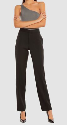 $910 Pallas Paris Women's Black Wool High Waist Tuxedo Trousers Size EU 36/ US 4