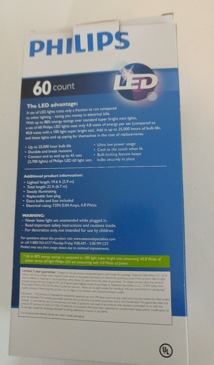 Philips LED Purple Faceted Sphere Indoor/Outdoor Lights - 60 Bulbs