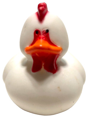 FREE SHIP - WHITE HEN CHICKEN FARM ROOSTER CRUISING RUBBER CRUISE DUCK 2'' DUCKIE