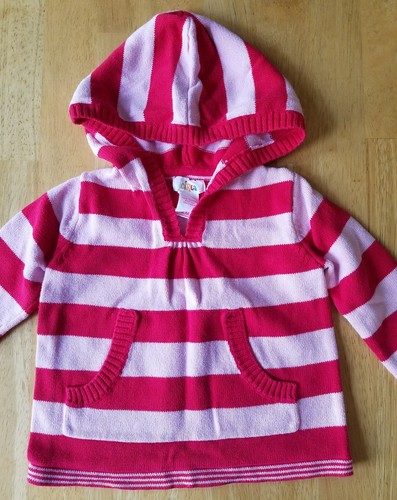 Baby Girls Clothes, Pink/Striped Pull-over/Hooded Sweater, Size 12 Months, Circo
