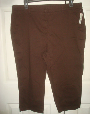 Ladies Cropped Pants Brown Tummy Control No Gap Size 16 Nwt