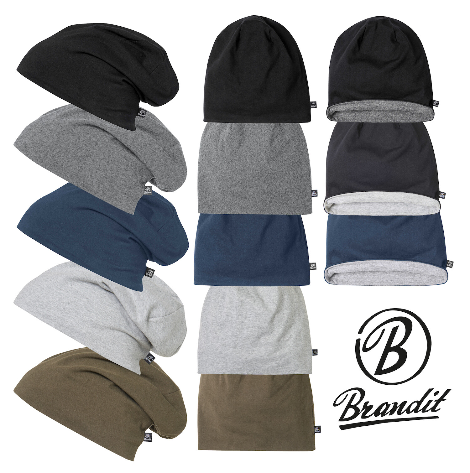 BRANDIT Unisex Slouch Beanie Jerseycap Baumwollmütze Jersey Bicolor Mütze NEU