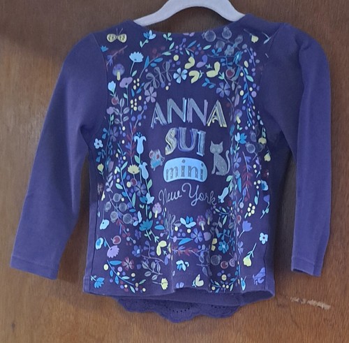 【新品】ANNA SUI ミニ　Tシャツ (100) Anna Sui NY Mini Girls' Fantastic Purple Embellished T Shirt