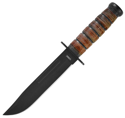 USMC Outdoor Feldmesser Carbonstahl mit Lederscheide, Gürtelmesser Jagd Survival