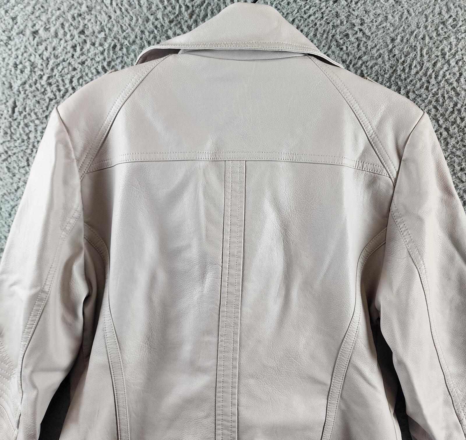 Guess Faux Leather Jacket Women's L Stone Notch Collar Zip Front Closure L/S~ - Picture 15 of 16