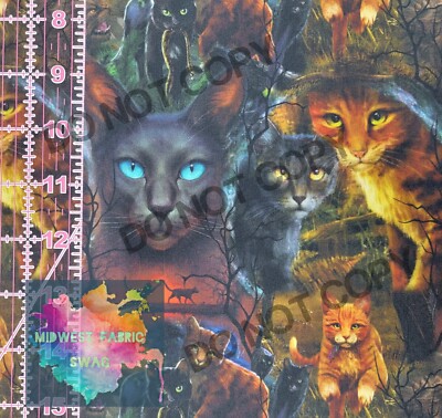 100% Cotton Woven Fabric Novelty Warrior Cats Books By the 1/4 Yard 9x56